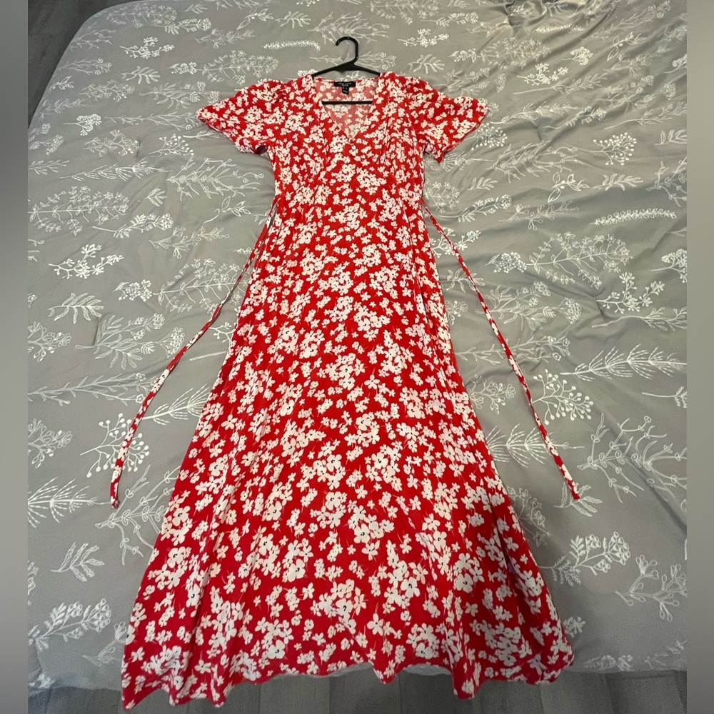 Red floral dress